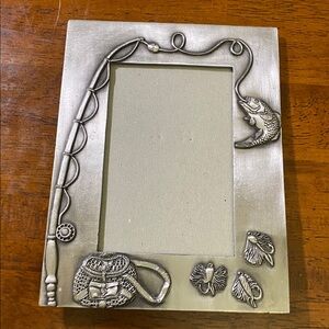 Silver Tone Fishing Themed  Picture Frame